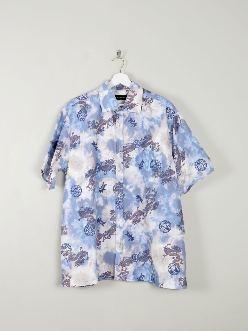 Men's Vintage Hawaiian Dragon Shirt Blue XL - The Harlequin