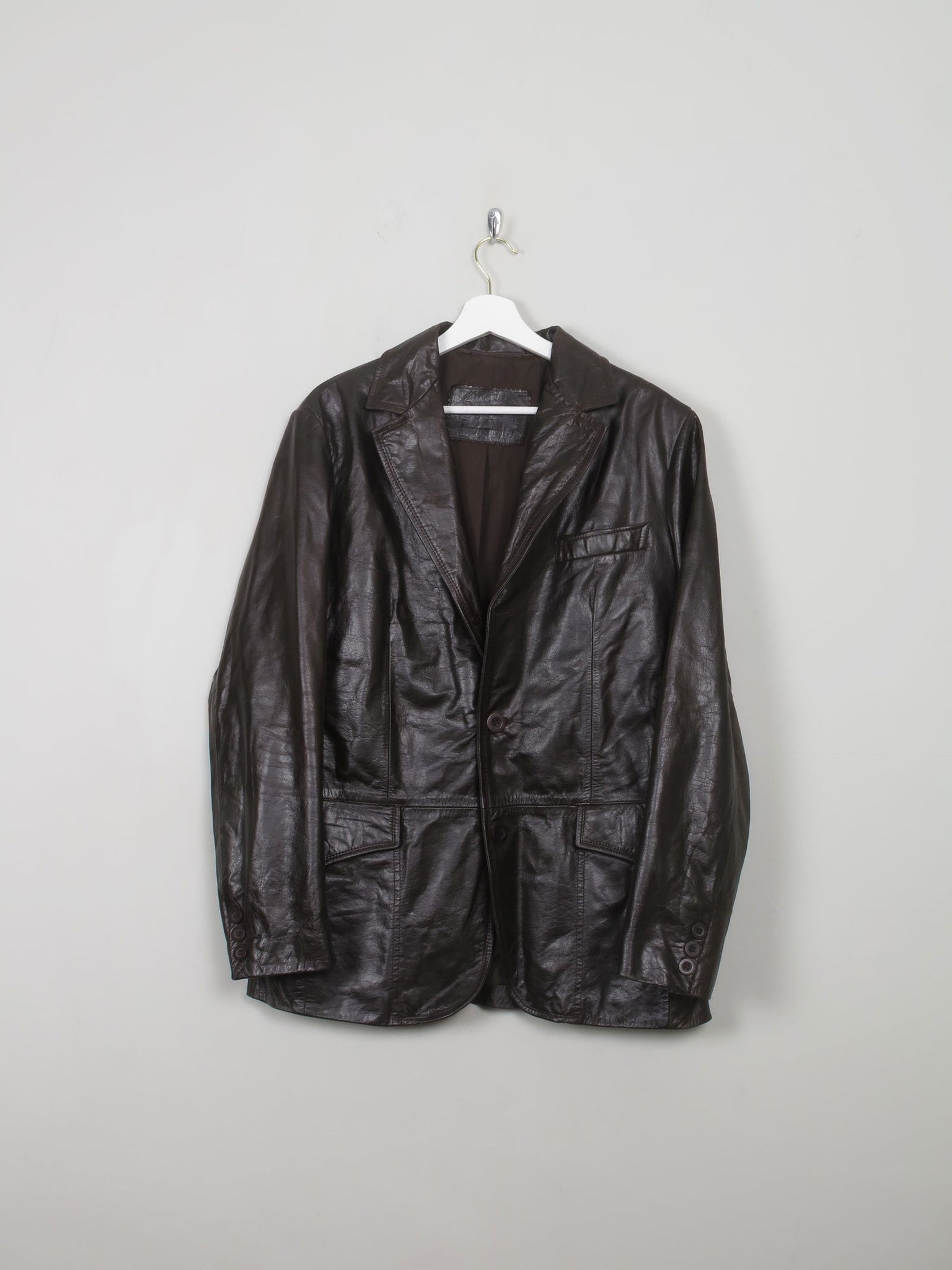 Men's Vintage Leather Dark Brown Jacket S - The Harlequin