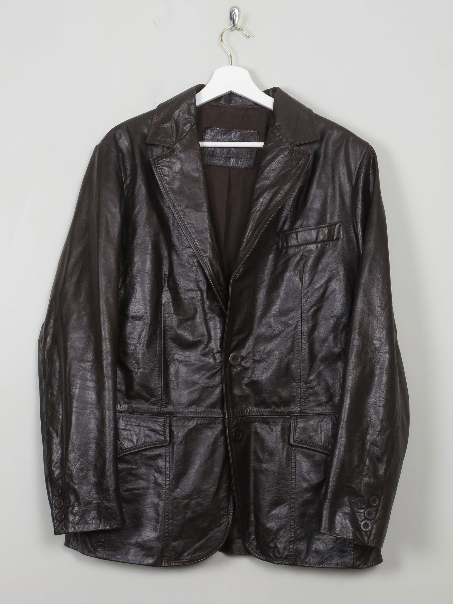 Men's Vintage Leather Dark Brown Jacket S - The Harlequin