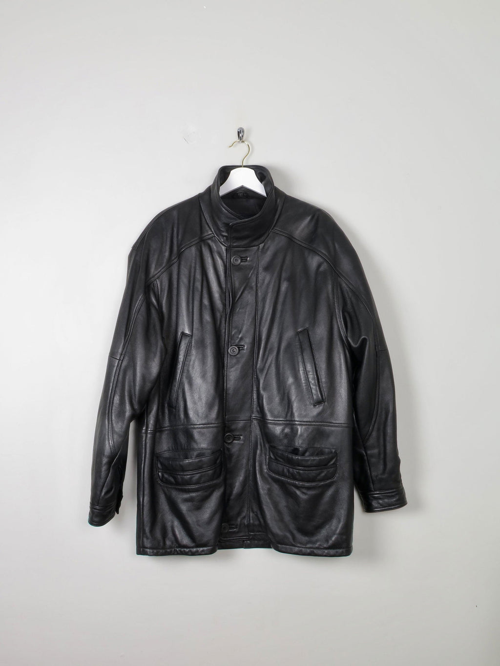Men's Vintage Leather Jacket Black L - The Harlequin