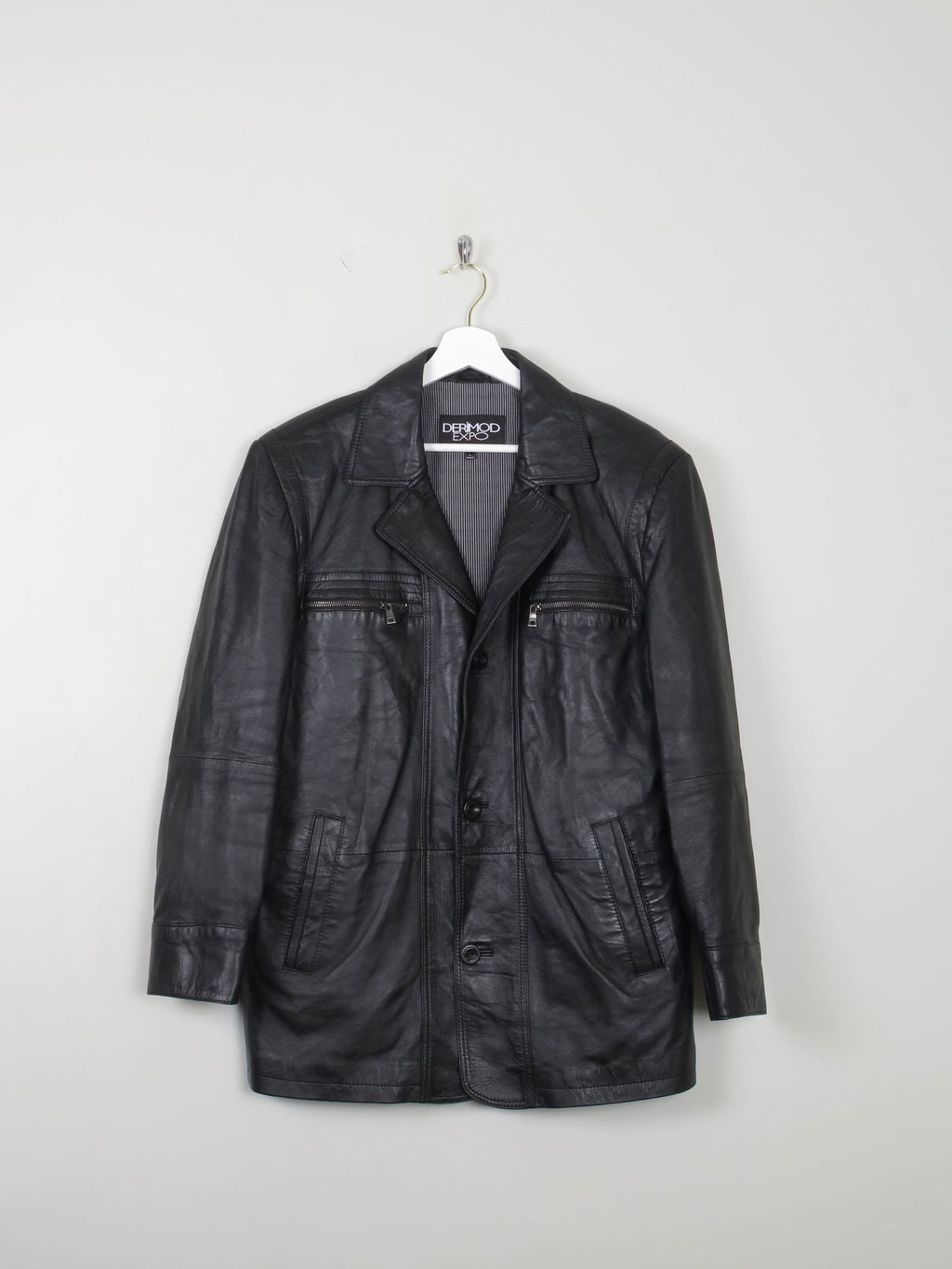Men's Vintage Leather Jacket Black L - The Harlequin