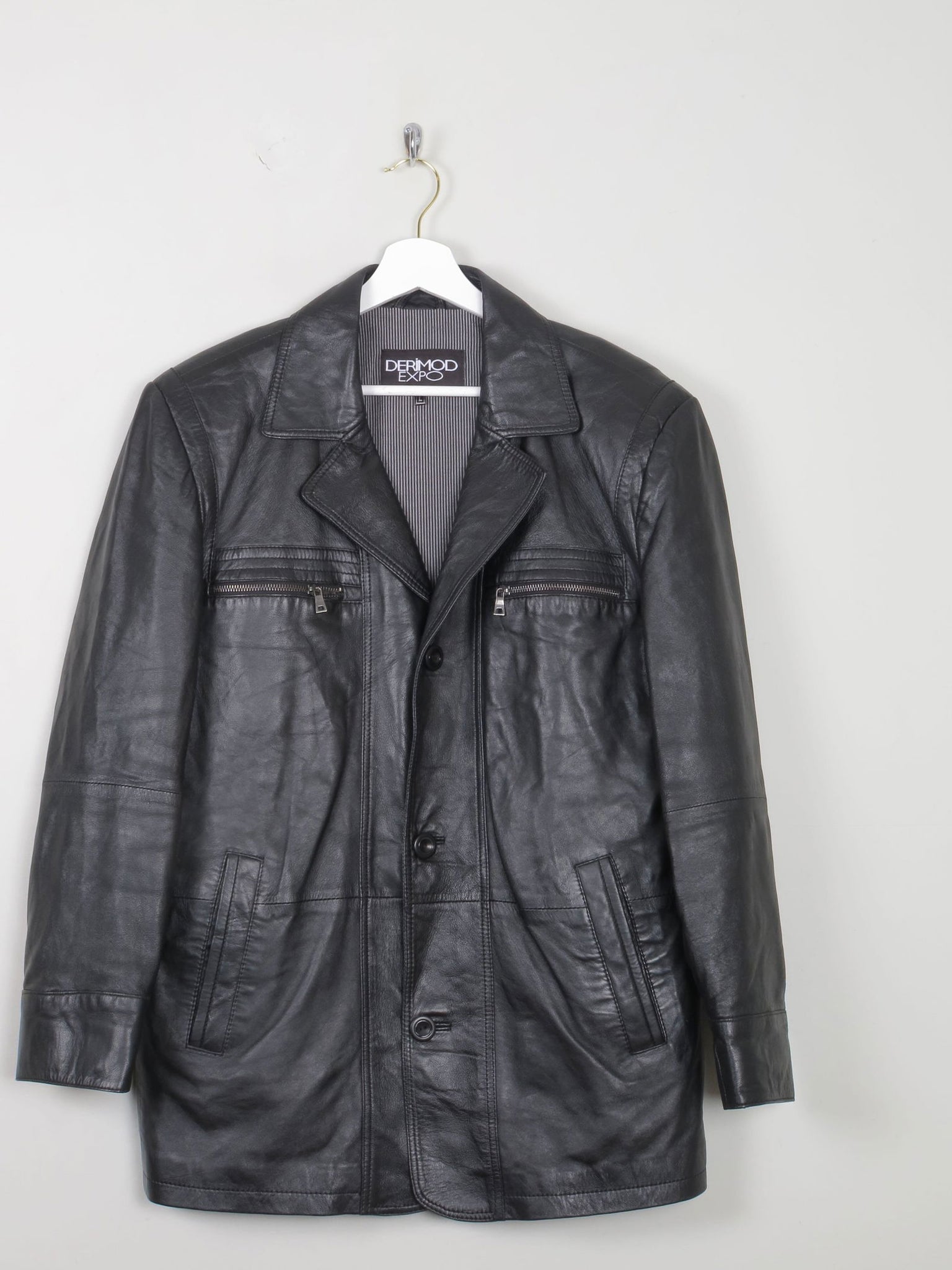 Men's Vintage Leather Jacket Black L - The Harlequin