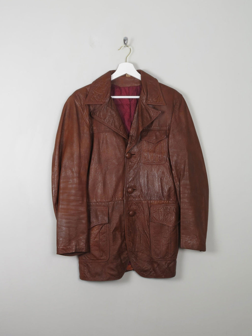 Men's Vintage Leather Jacket Rust S - The Harlequin