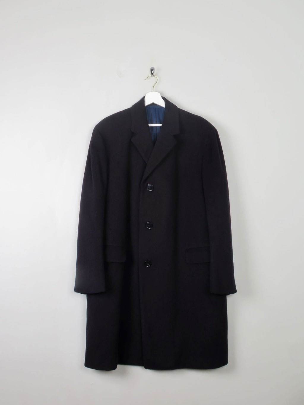 Men's Vintage Navy Crombie Overcoat Austin Reed L/XL 44” - The Harlequin