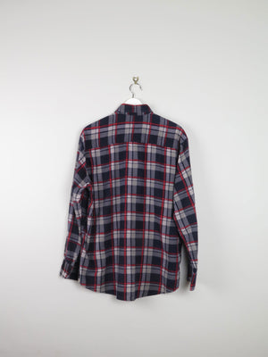 Men’s Vintage Navy & Red Flannel Shirt L - The Harlequin