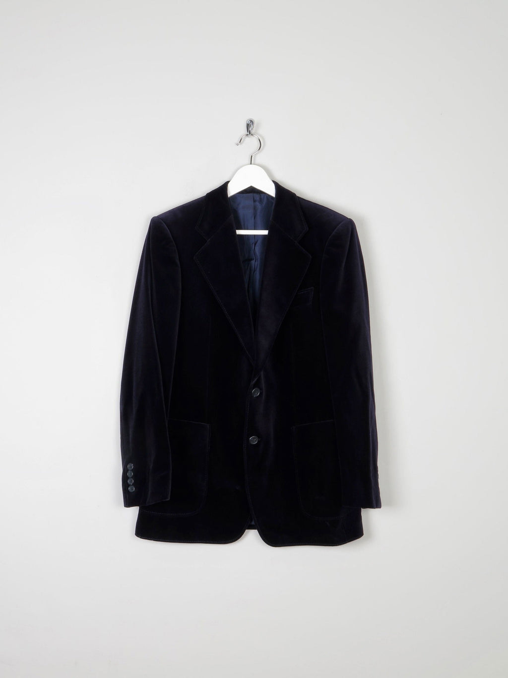 Men's Vintage Navy Tailored Velvet Jacket 40/42 M - The Harlequin