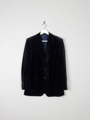 Men's Vintage Navy Tailored Velvet Jacket 40/42 M - The Harlequin