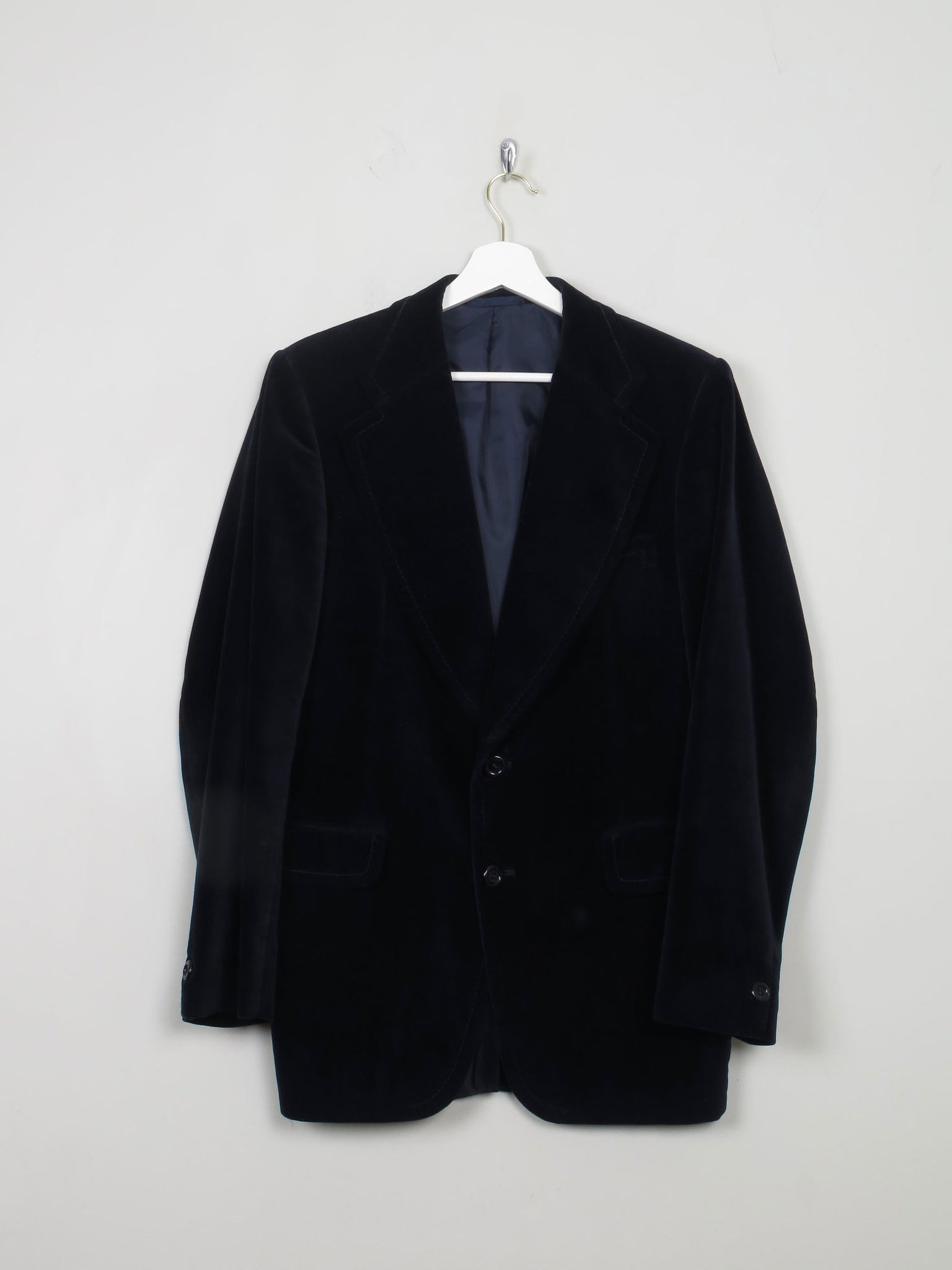 Men's Vintage Navy Velvet Jacket S/38 - The Harlequin