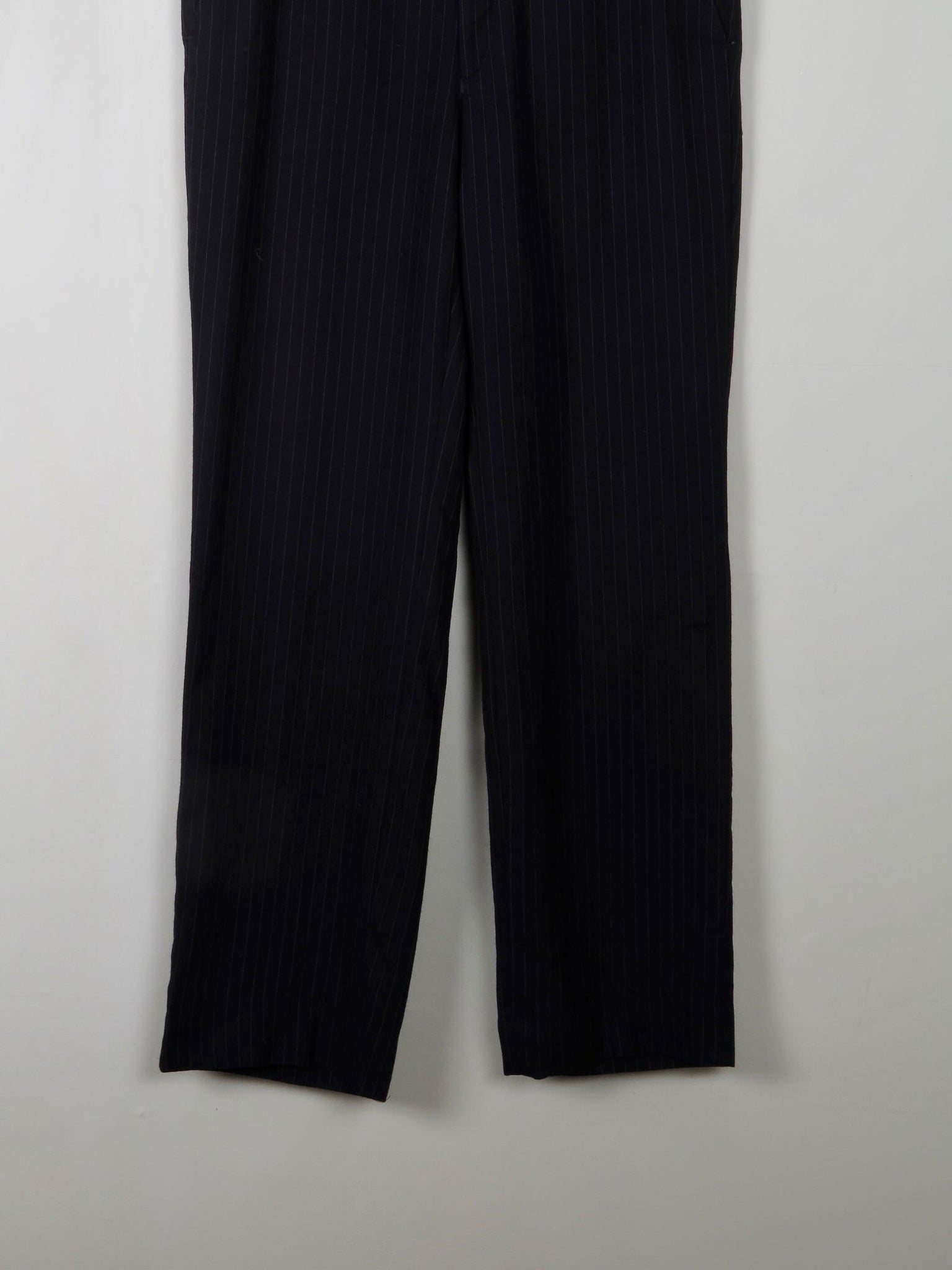 Men's Vintage Navy & White Pinstripe Wool Trousers 33"W 31" L - The Harlequin