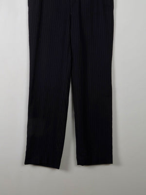 Men's Vintage Navy & White Pinstripe Wool Trousers 33"W 31" L - The Harlequin