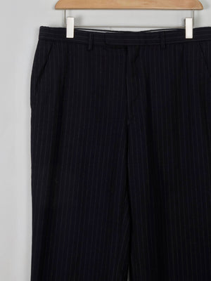 Men's Vintage Navy & White Pinstripe Wool Trousers 33"W 31" L - The Harlequin