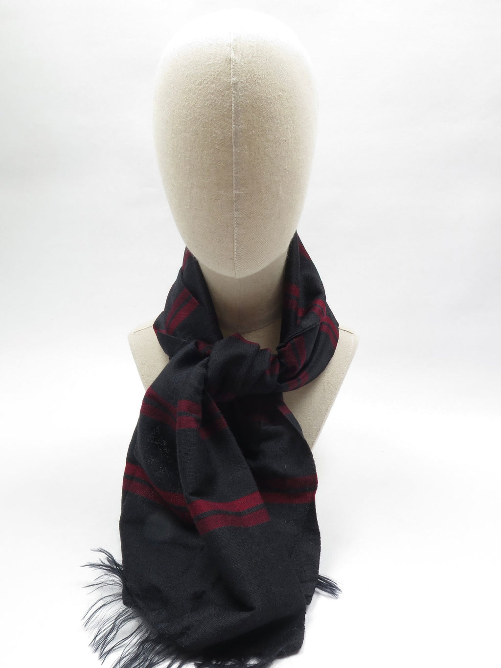 Men's Vintage Navy & Wine Wool Scarf - The Harlequin