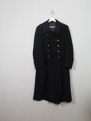 Men's Vintage Navy Wool Military Coat M - The Harlequin