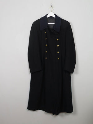 Men's Vintage Navy Wool Military Coat M - The Harlequin