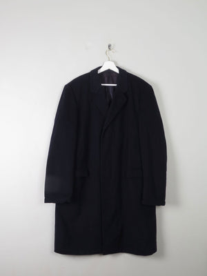 Men's Vintage Navy Wool Overcoat L/XL 44/46 - The Harlequin