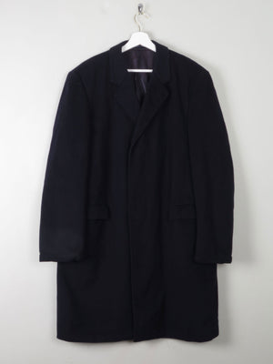 Men's Vintage Navy Wool Overcoat L/XL 44/46 - The Harlequin