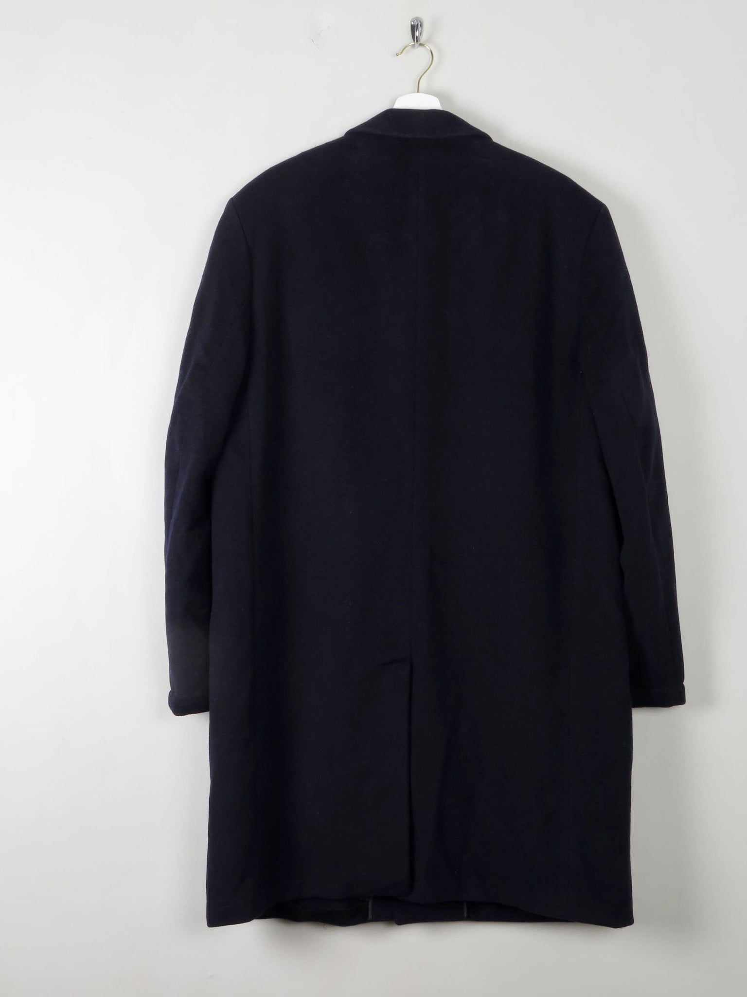 Men's Vintage Navy Wool Overcoat L/XL 44/46 - The Harlequin