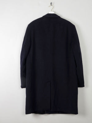 Men's Vintage Navy Wool Overcoat L/XL 44/46 - The Harlequin