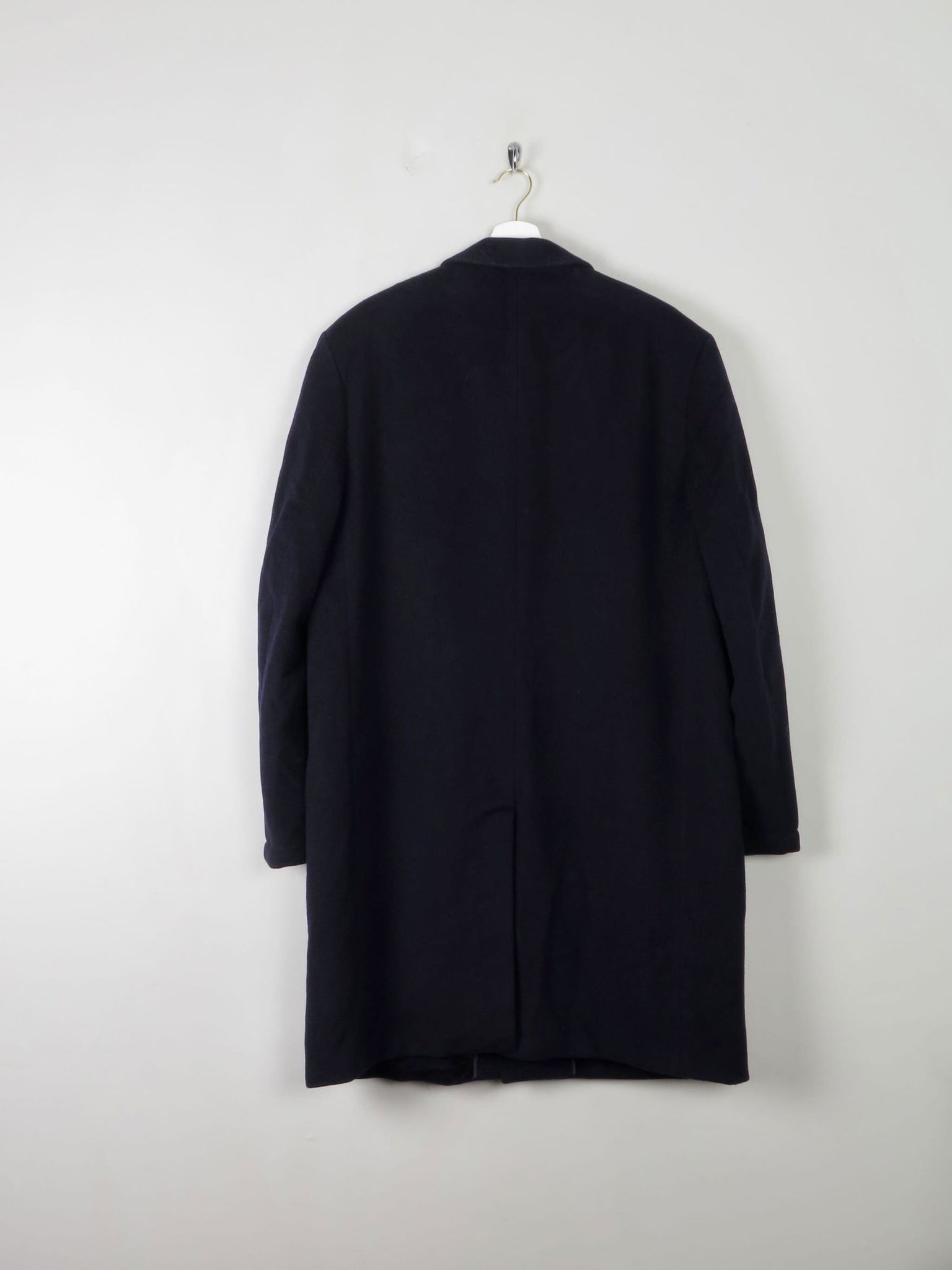 Men's Vintage Navy Wool Overcoat L/XL 44/46 - The Harlequin