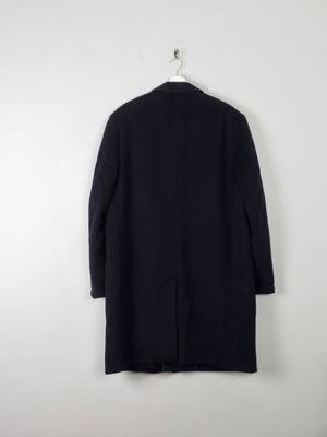 Men's Vintage Navy Wool Overcoat L/XL 44/46 - The Harlequin