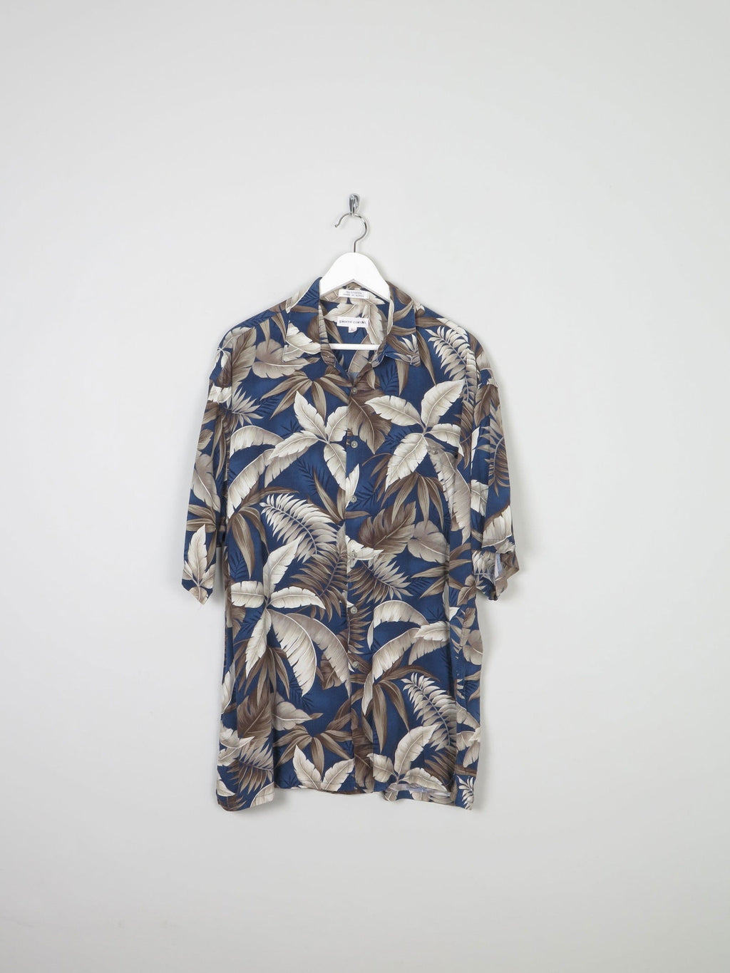 Men's Vintage Pierre Cardin Hawaiian Blue Shirt L - The Harlequin