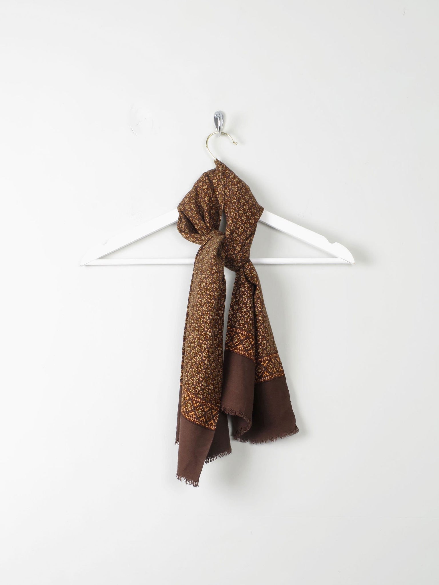 Men's Vintage Printed Mustard & Brown Scarf - The Harlequin