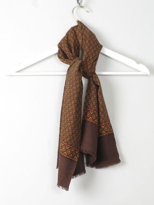Men's Vintage Printed Mustard & Brown Scarf - The Harlequin