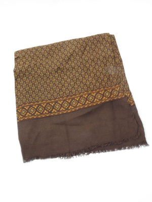 Men's Vintage Printed Mustard & Brown Scarf - The Harlequin