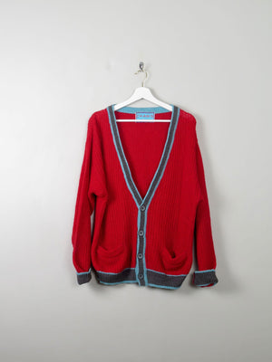 Men's Vintage Red Cardigan Chams M - The Harlequin