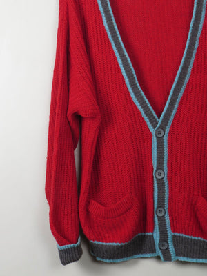 Men's Vintage Red Cardigan Chams M - The Harlequin