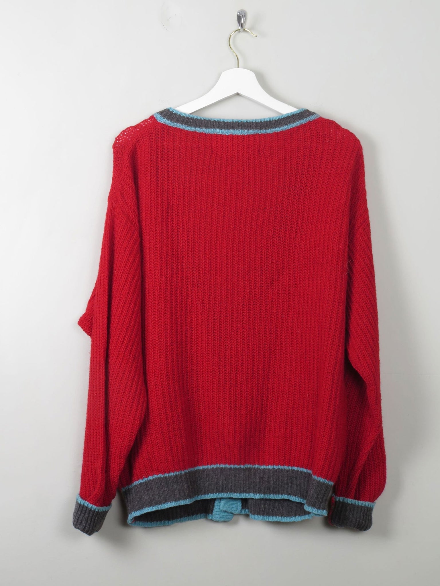 Men's Vintage Red Cardigan Chams M - The Harlequin