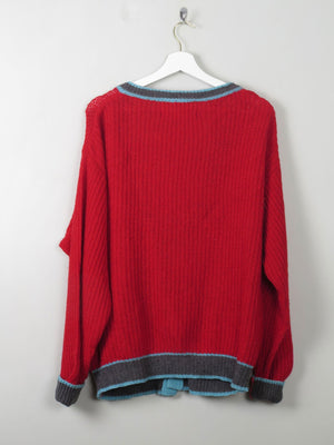 Men's Vintage Red Cardigan Chams M - The Harlequin