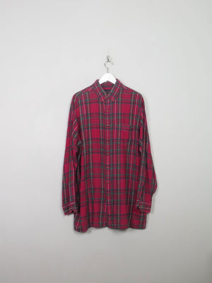 Men's Vintage Red Tartan Flannel Shirt XL - The Harlequin