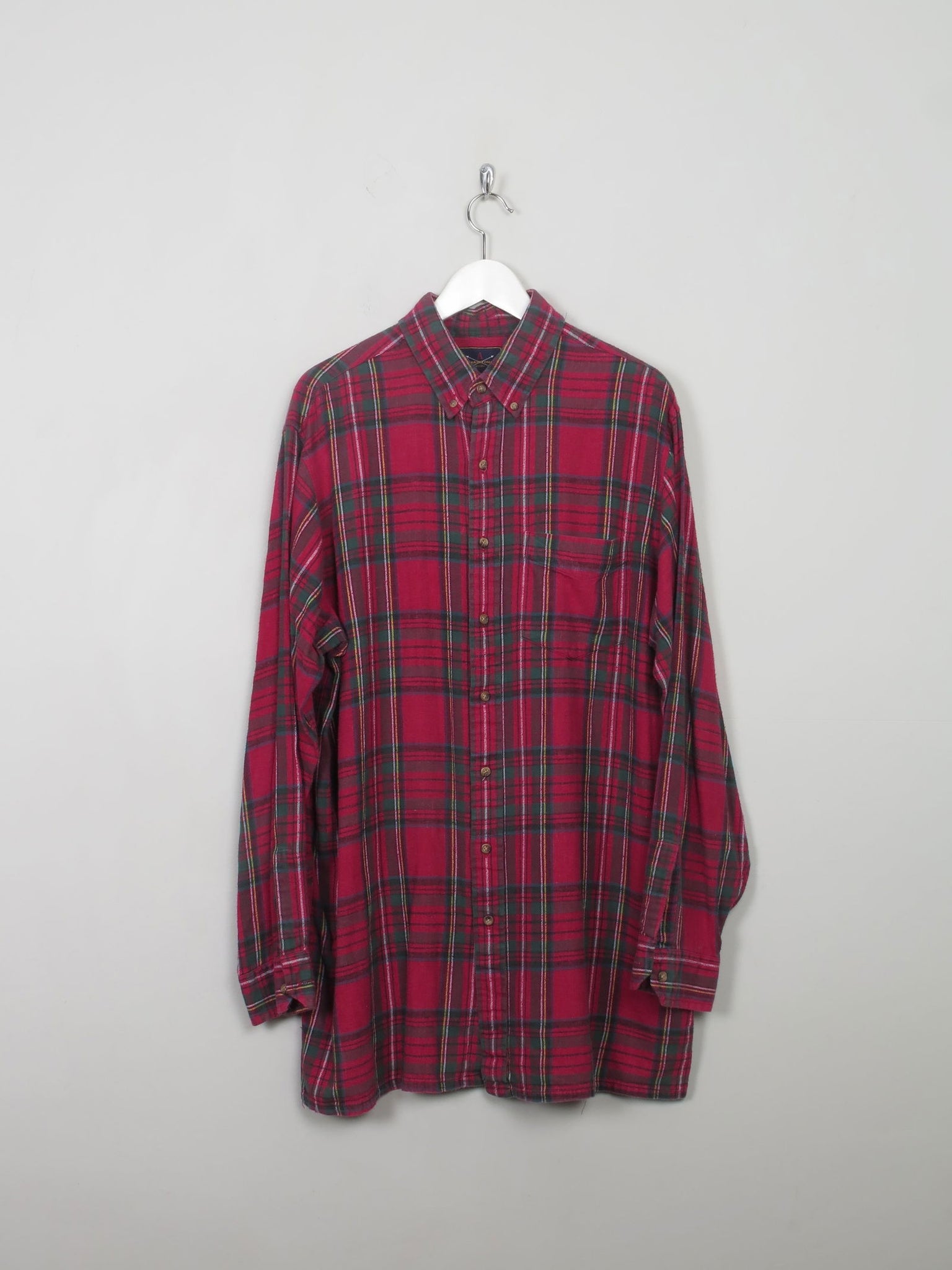 Men's Vintage Red Tartan Flannel Shirt XL - The Harlequin