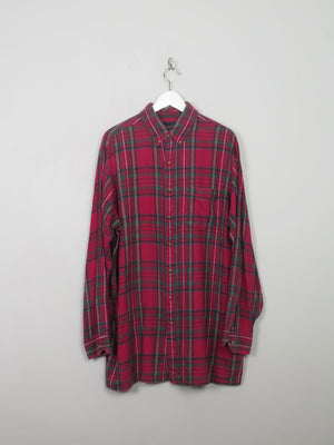 Men's Vintage Red Tartan Flannel Shirt XL - The Harlequin