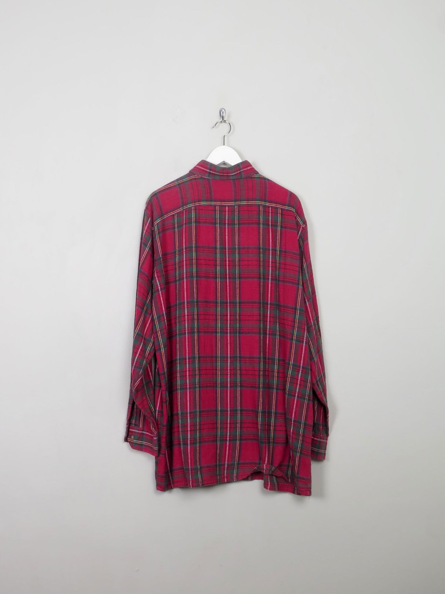 Men's Vintage Red Tartan Flannel Shirt XL - The Harlequin