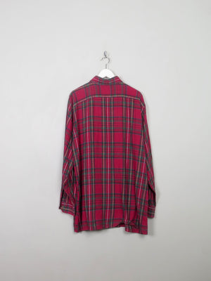 Men's Vintage Red Tartan Flannel Shirt XL - The Harlequin
