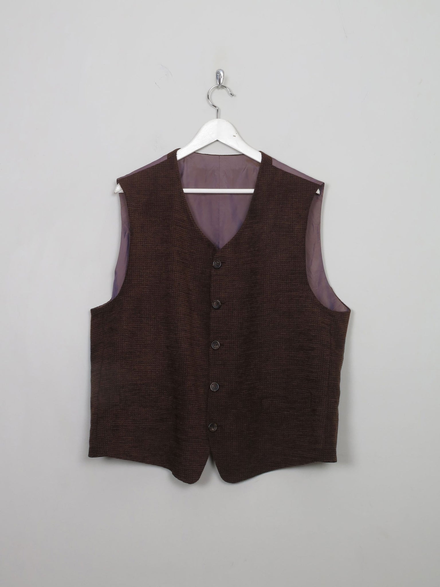 Men's Vintage Rust/Brown Chenille Waistcoat 46" XL - The Harlequin