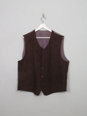 Men's Vintage Rust/Brown Chenille Waistcoat 46" XL - The Harlequin