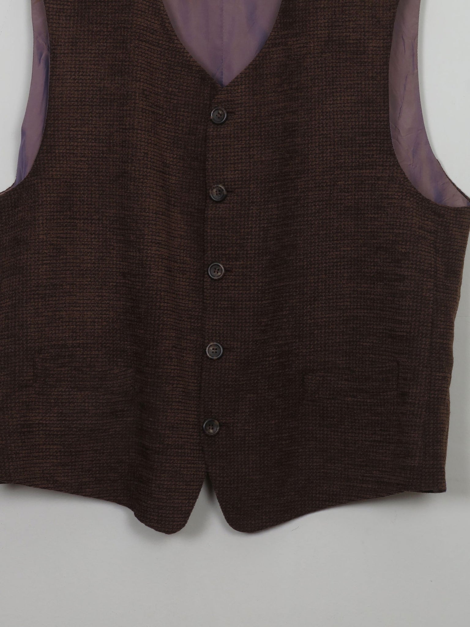 Men's Vintage Rust/Brown Chenille Waistcoat 46" XL - The Harlequin