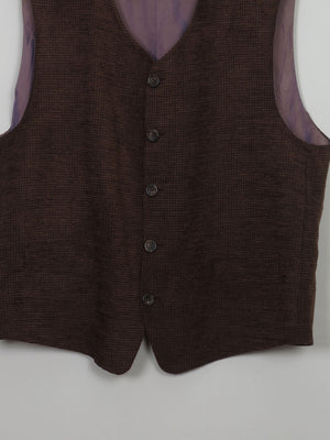 Men's Vintage Rust/Brown Chenille Waistcoat 46" XL - The Harlequin