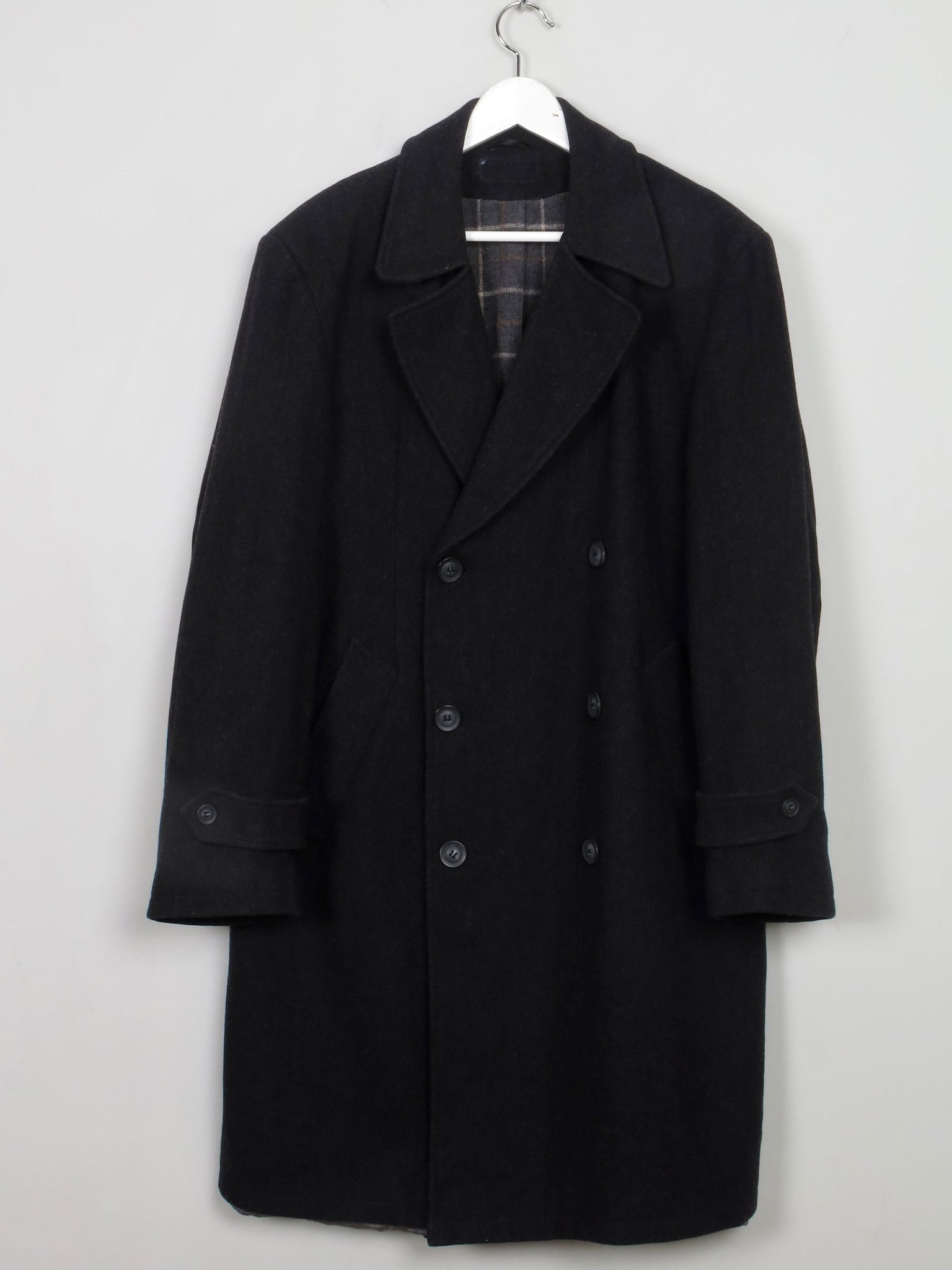 Men's Vintage Short Grey Wool Coat L - The Harlequin