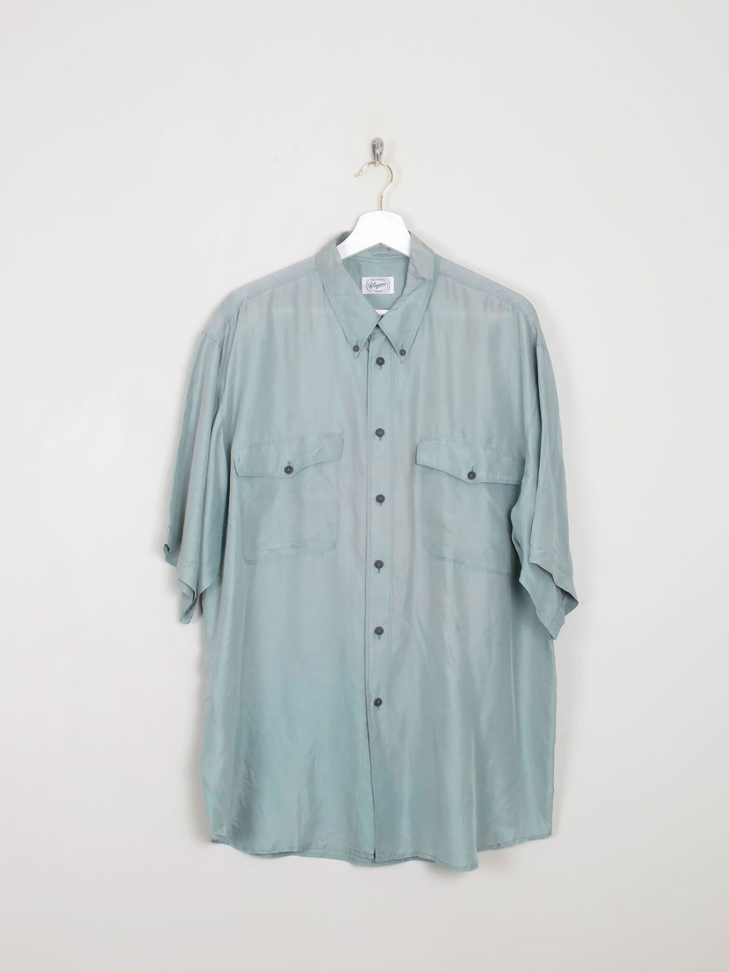 Men's Vintage Silk Shirt Sage Green L/XL - The Harlequin