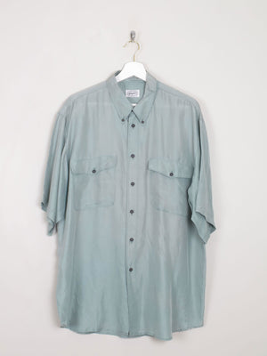 Men's Vintage Silk Shirt Sage Green L/XL - The Harlequin