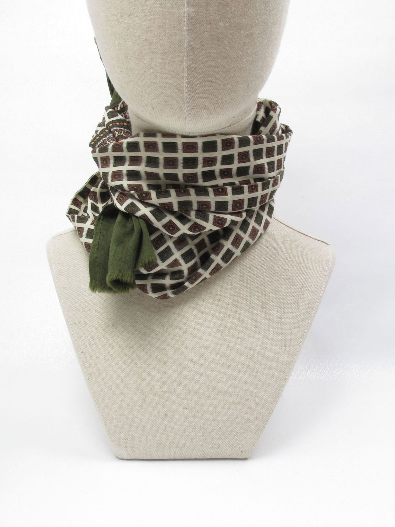 Men's Vintage Silk & Wool Scarf/ Cravat - The Harlequin
