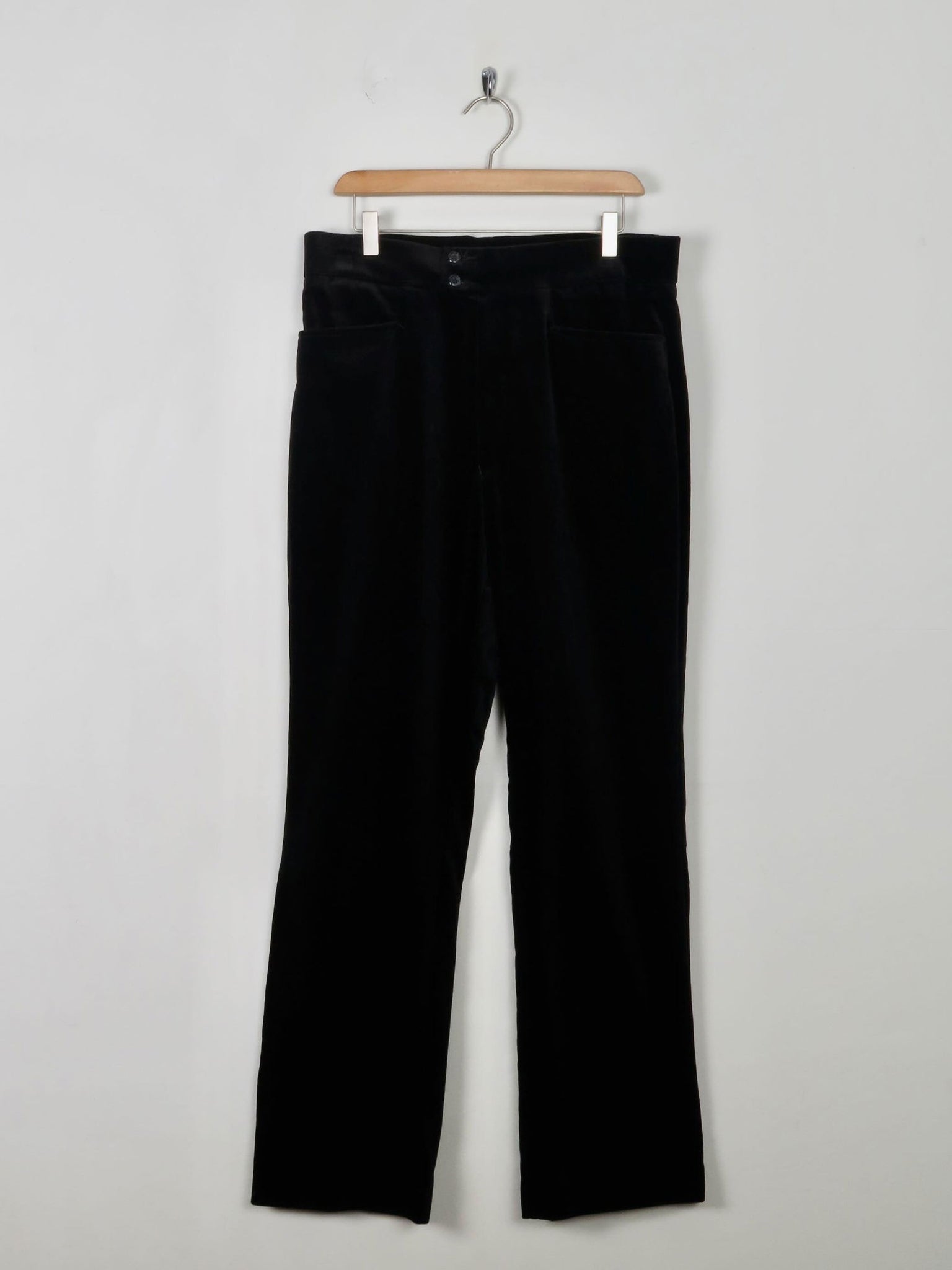 Men's Vintage Style Black Velvet Trousers  32"W 32" L - The Harlequin