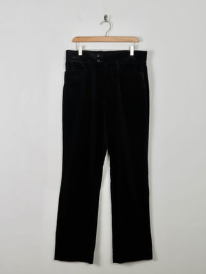 Men's Vintage Style Black Velvet Trousers  32"W 32" L - The Harlequin