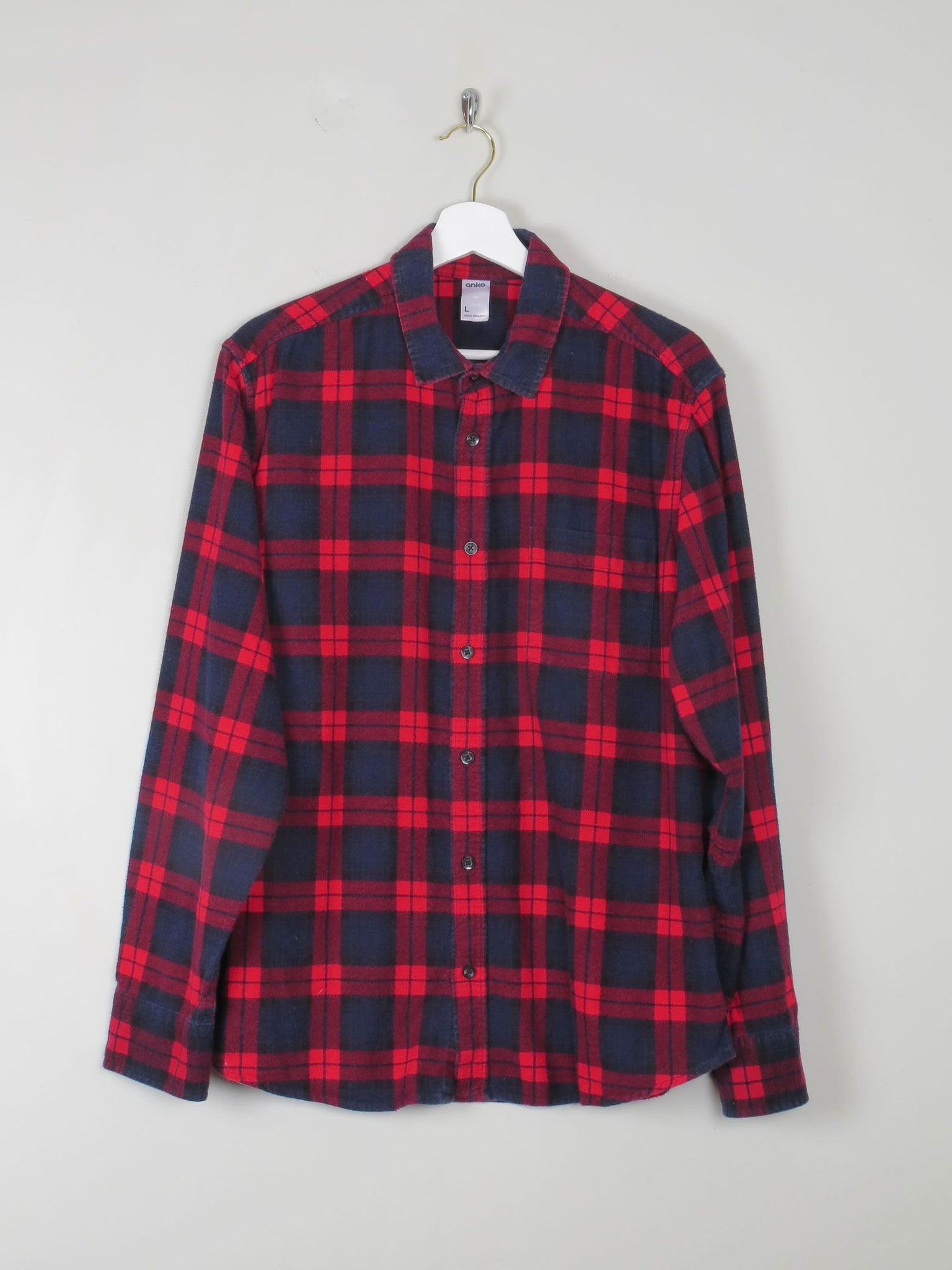 Men's Vintage Style Check Flannel  Shirt M - The Harlequin