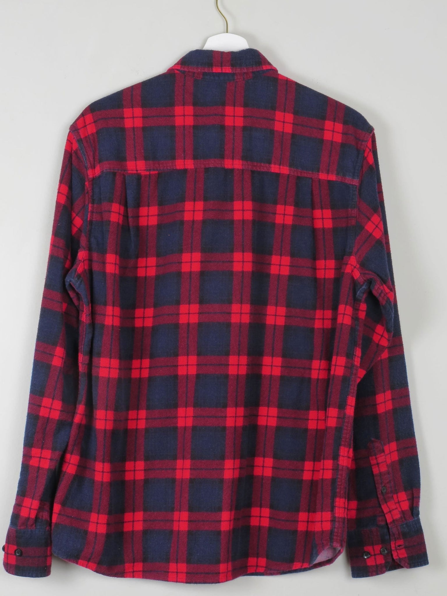 Men's Vintage Style Check Flannel  Shirt M - The Harlequin
