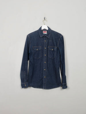 Men's Vintage Style Dark Denim Wrangler Shirt S - The Harlequin